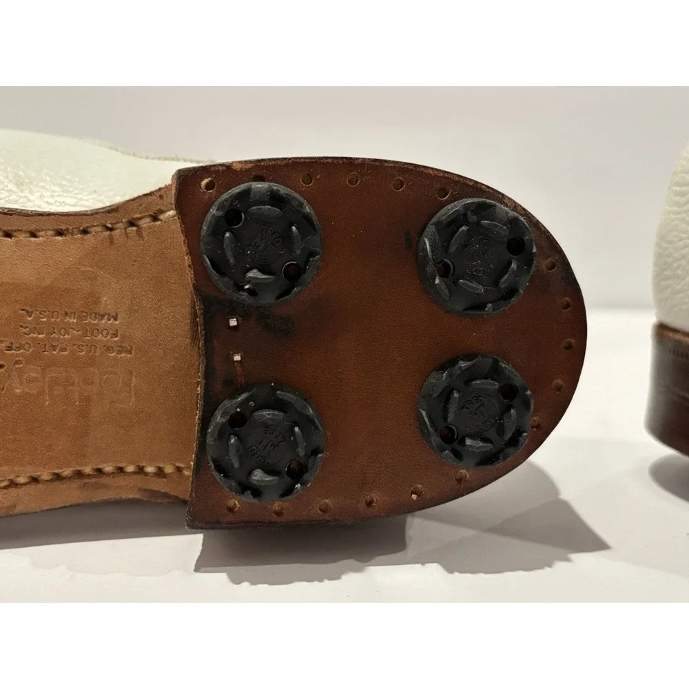 FootJoy‎ Classics Kiltie Golf Shoes 8C Softspikes Vintage Gold FJ Medallion RARE